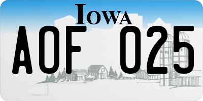IA license plate AOF025
