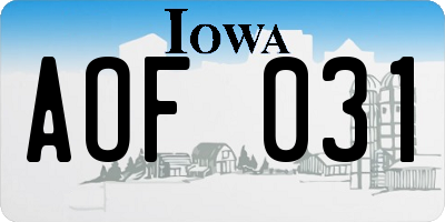 IA license plate AOF031