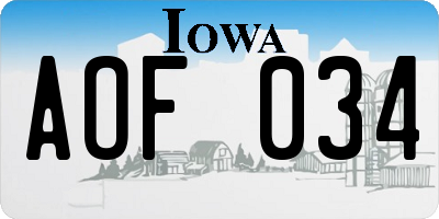 IA license plate AOF034