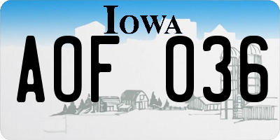 IA license plate AOF036