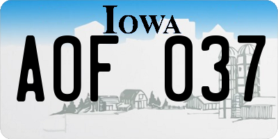 IA license plate AOF037