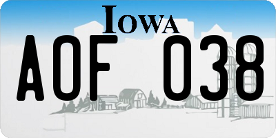 IA license plate AOF038