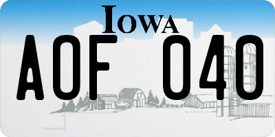 IA license plate AOF040