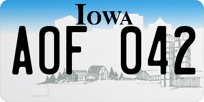 IA license plate AOF042