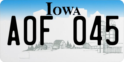 IA license plate AOF045