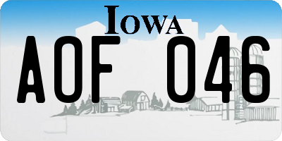 IA license plate AOF046