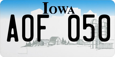 IA license plate AOF050