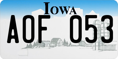 IA license plate AOF053