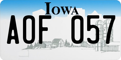IA license plate AOF057