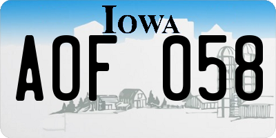 IA license plate AOF058