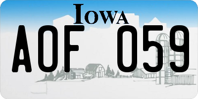 IA license plate AOF059