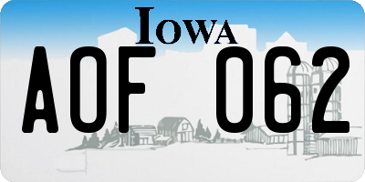 IA license plate AOF062