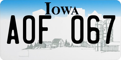 IA license plate AOF067