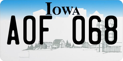 IA license plate AOF068