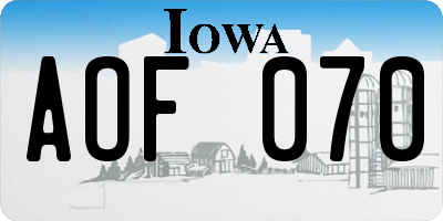 IA license plate AOF070