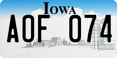 IA license plate AOF074