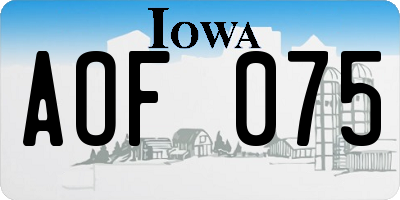 IA license plate AOF075