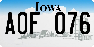 IA license plate AOF076