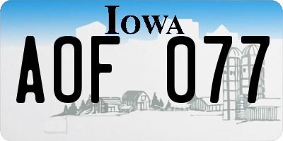 IA license plate AOF077