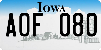IA license plate AOF080