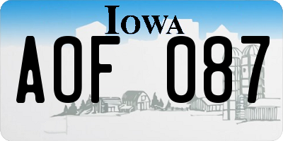 IA license plate AOF087