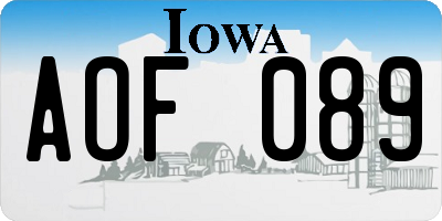 IA license plate AOF089