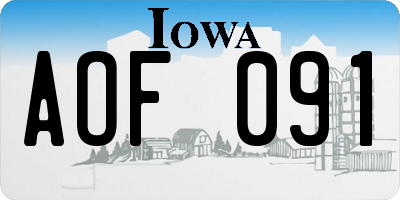 IA license plate AOF091