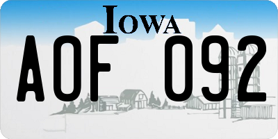 IA license plate AOF092
