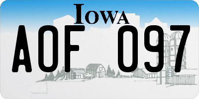 IA license plate AOF097