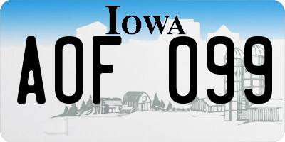 IA license plate AOF099