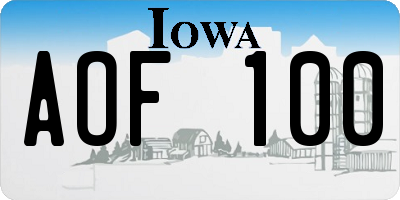 IA license plate AOF100