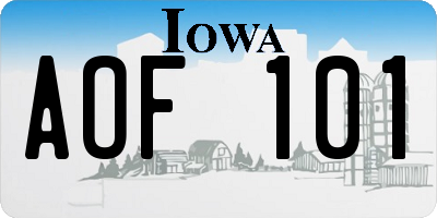 IA license plate AOF101