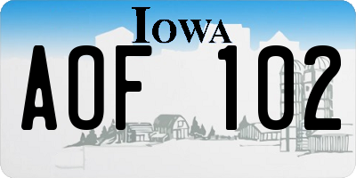 IA license plate AOF102