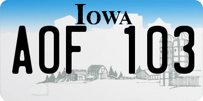 IA license plate AOF103
