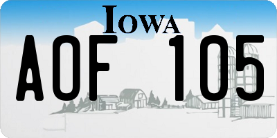 IA license plate AOF105