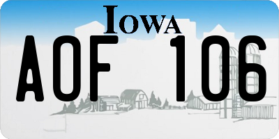IA license plate AOF106