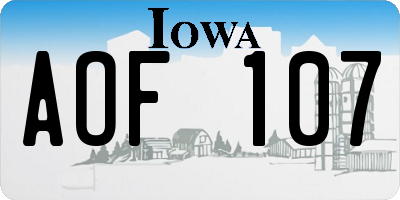 IA license plate AOF107