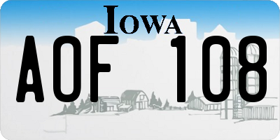 IA license plate AOF108