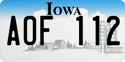 IA license plate AOF112