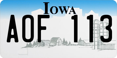 IA license plate AOF113