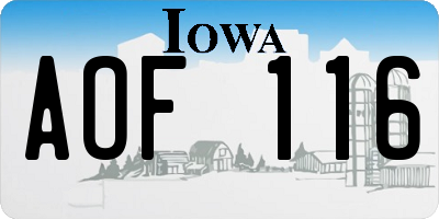 IA license plate AOF116