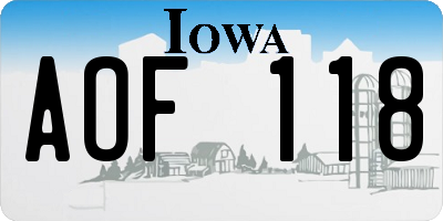 IA license plate AOF118