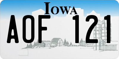IA license plate AOF121