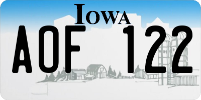 IA license plate AOF122
