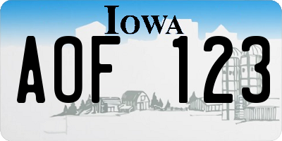 IA license plate AOF123