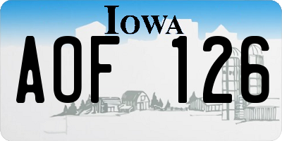 IA license plate AOF126