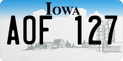 IA license plate AOF127