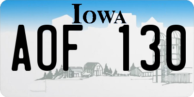 IA license plate AOF130