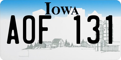 IA license plate AOF131
