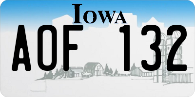 IA license plate AOF132